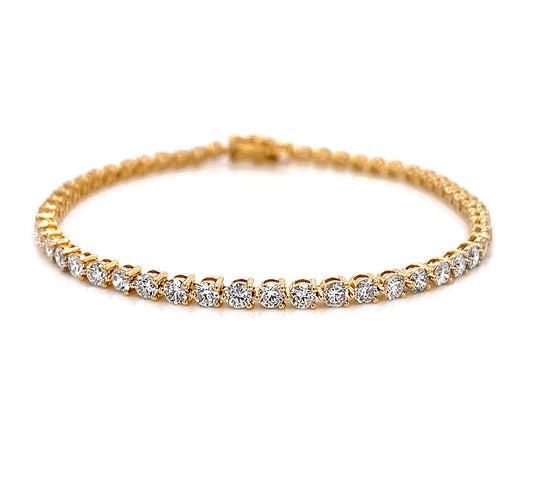 18K YG 4.40 RD TCW TENNIS 3P BRACELET