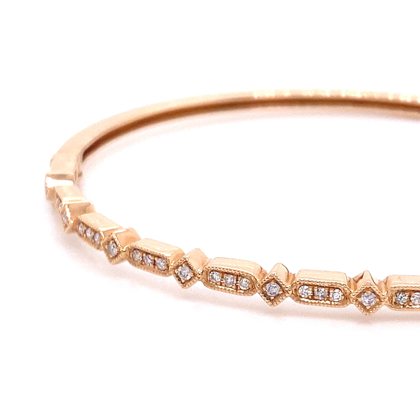 18k Rg 0.31 Rd Tcw Half Diamond Bangle