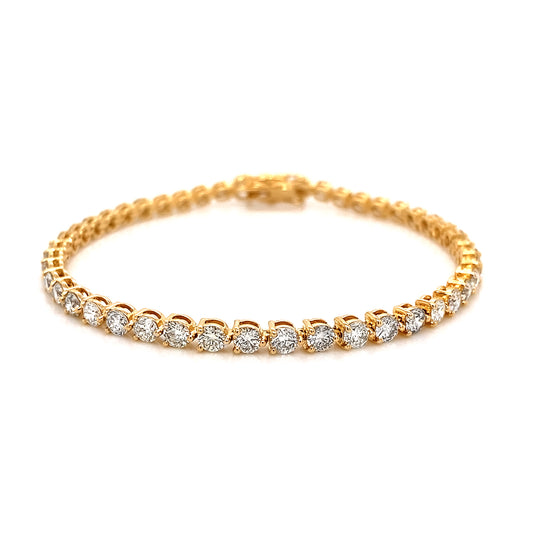 18K YG 5.39 RD TCW TENNIS 3P BRACELET