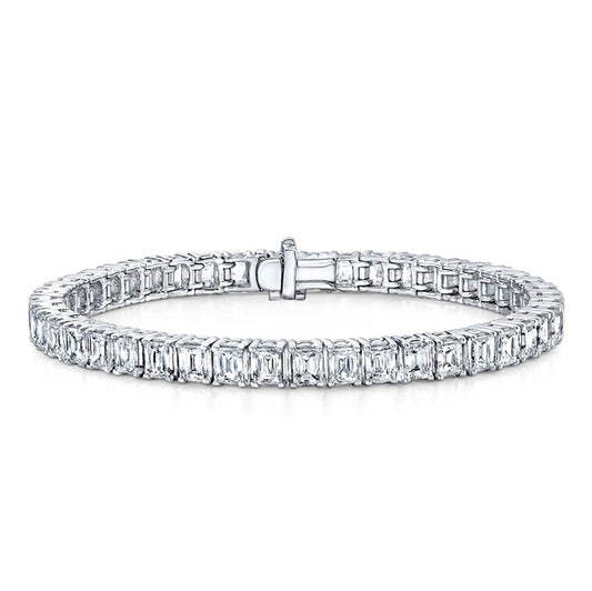 22.19 Cts Natural Diamond Emerald Cut Tennis Bracelet