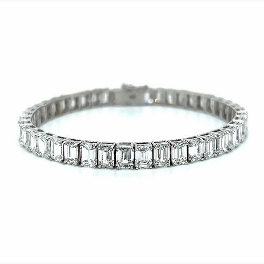 20.69 Cts Natural Diamond Emerald Cut Tennis Bracelet