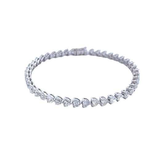 8.13 Cts Natural Diamond Heart Shape Tennis Bracelet