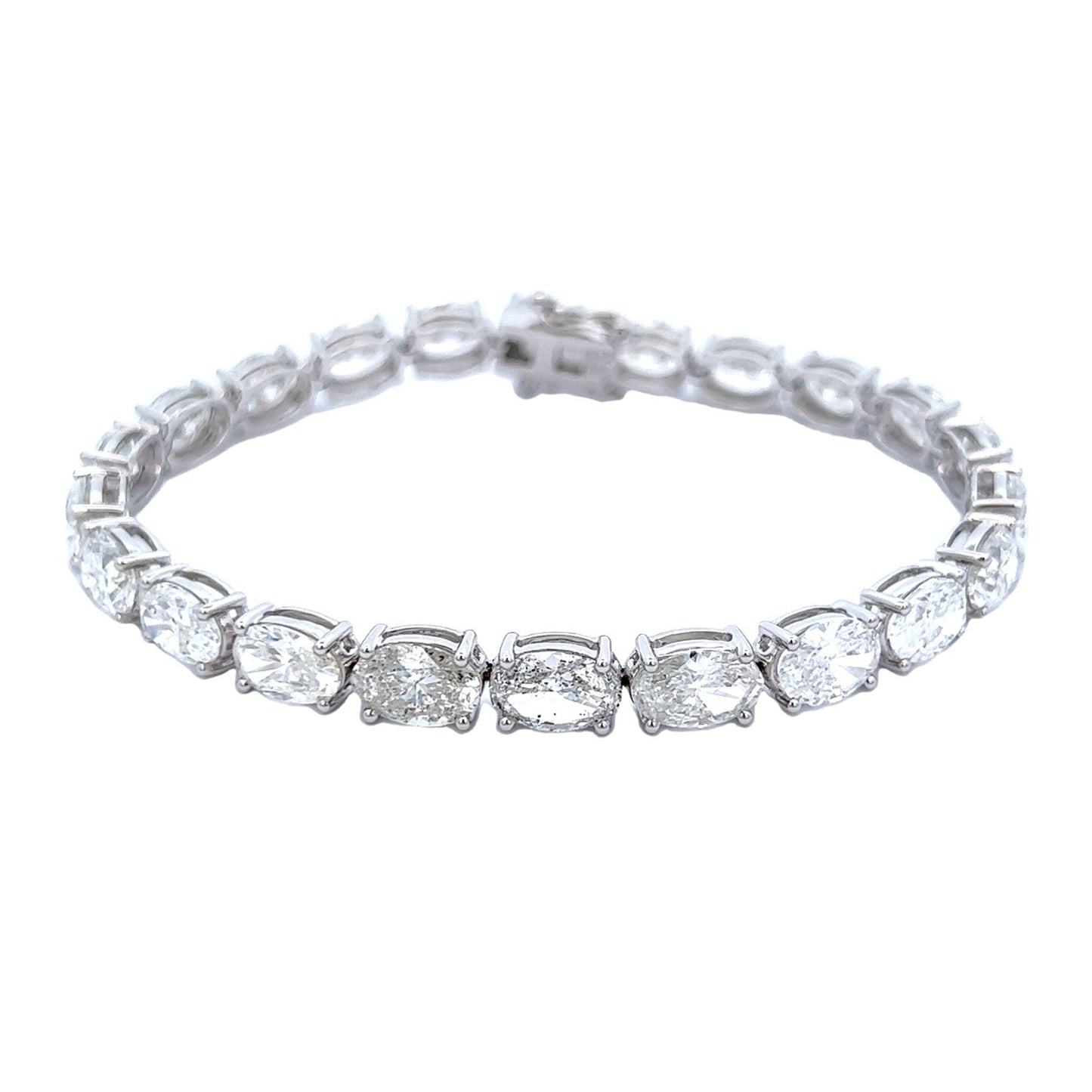 22.57 Cts Natural Diamond Oval Cut Tennis Bracelet