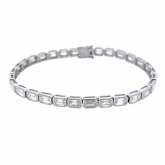 10.08 Cts Natural Diamond Bezel Emerald Cut Tennis Bracelet