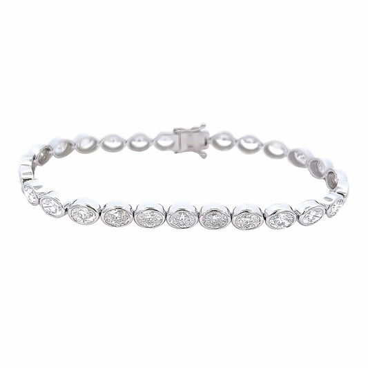 8.51 Cts. Natural Diamond Bezel Oval Cut Tennis Bracelet