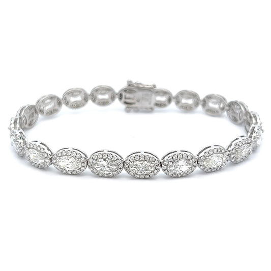 9.89 Cts Natural Diamond Halo Oval Cut Tennis Bracelet