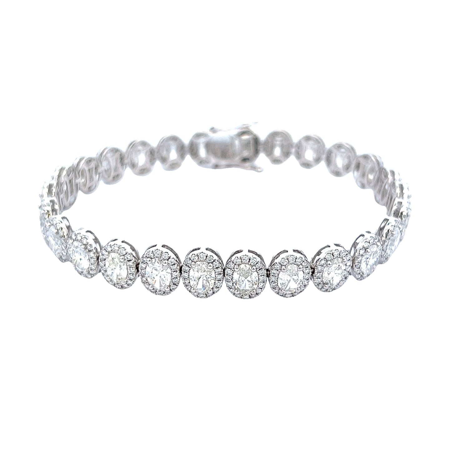 10.07 Cts Natural Diamond Halo Oval Cut Tennis Bracelet