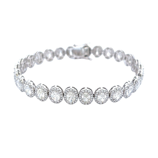 10.07 Cts Natural Diamond Halo Oval Cut Tennis Bracelet