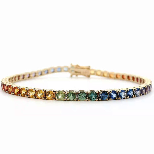 8.07 Cts Saphire Rainbow Tennis Bracelet