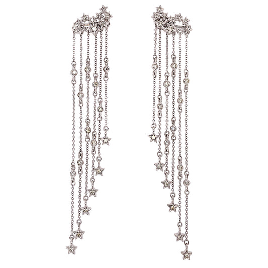 Aretes de estrellas fugaces de 14K WG 0.43 RD TCW