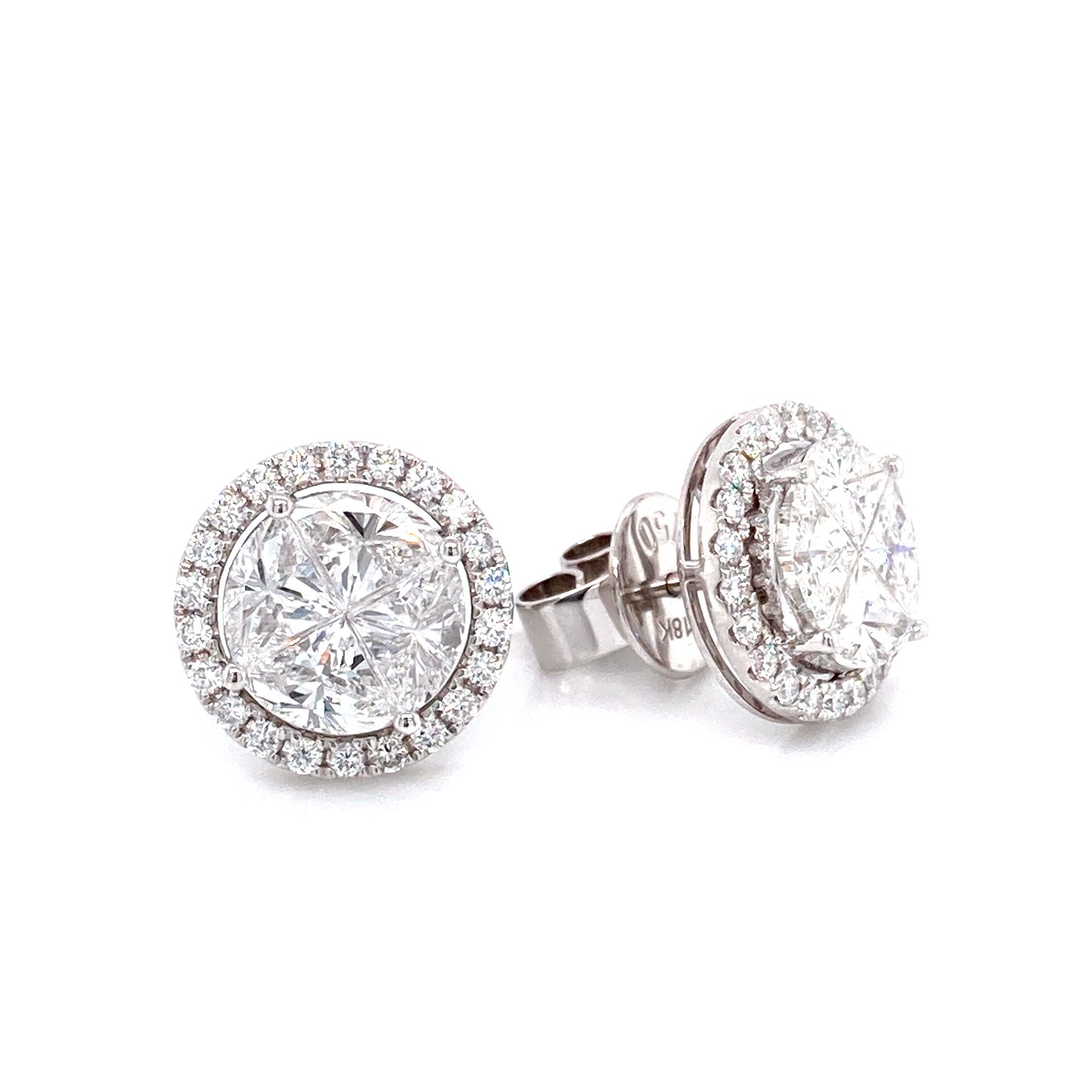 1.81 Cts Natural Diamond Illusion Stud Earrings