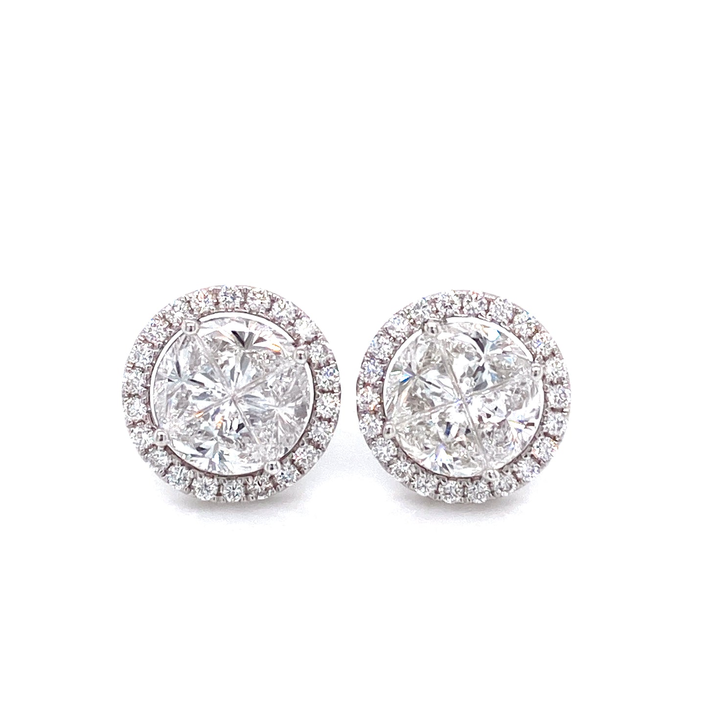 1.81 Cts Natural Diamond Illusion Stud Earrings