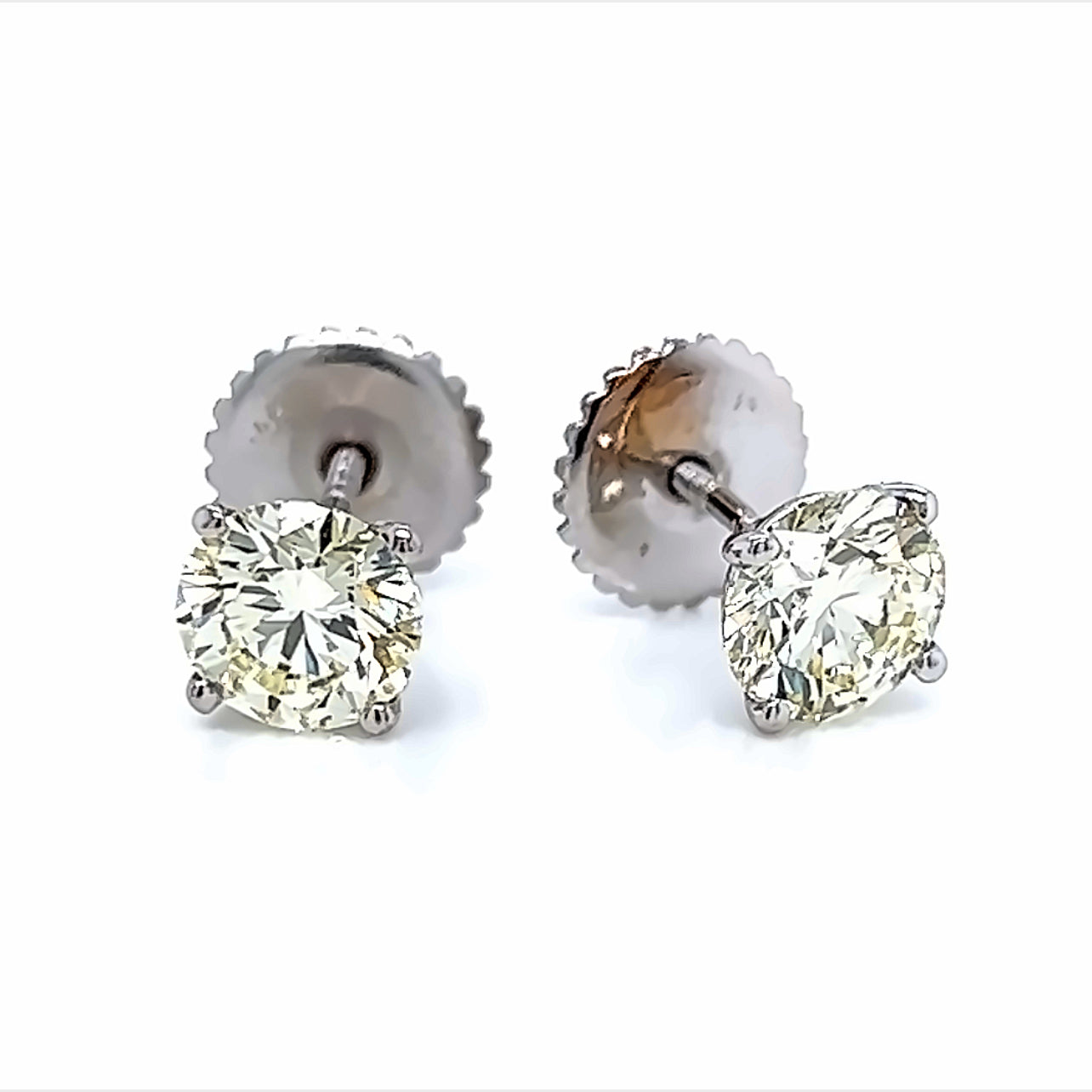 Aretes con diamantes Rd de 14 k Wg y 2,44 Tcw