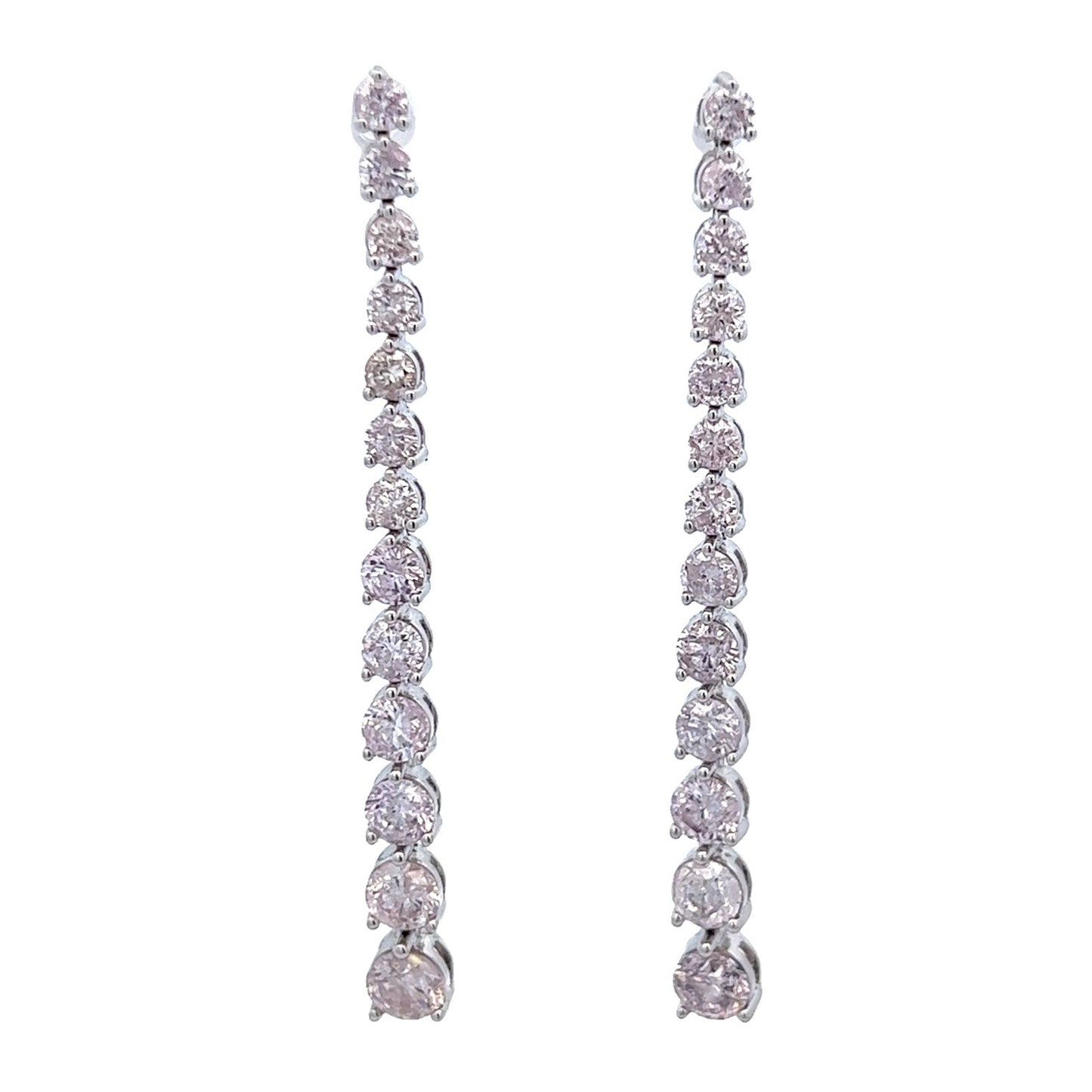 3.27 Cts. Nautal Diamond Line Drop Earrings