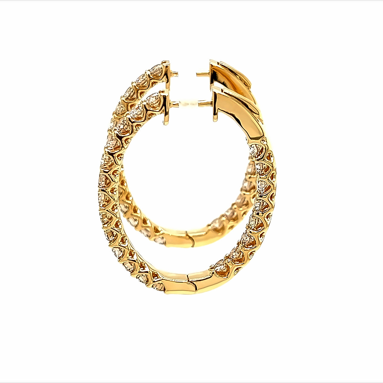 14k Yg 3.34 Rd Tcw Oblong Hoop Earrings