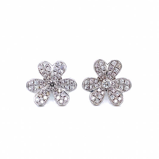 Aretes de flores de 18 k Wg 0,72 Rd Tcw