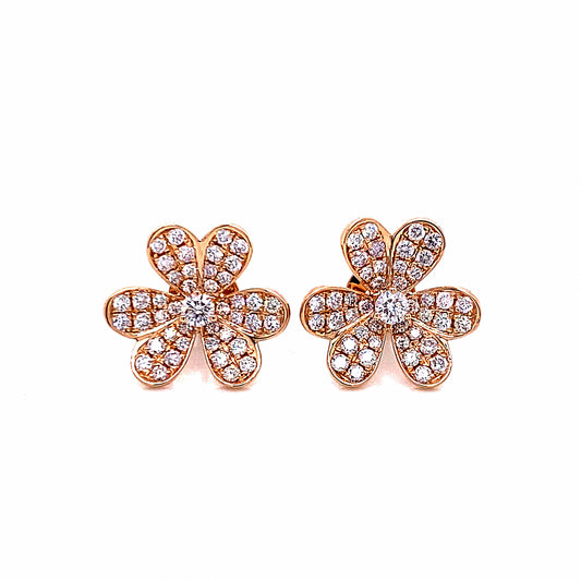 18k Rg 0.74 Rd Tcw Flower Small Earrings