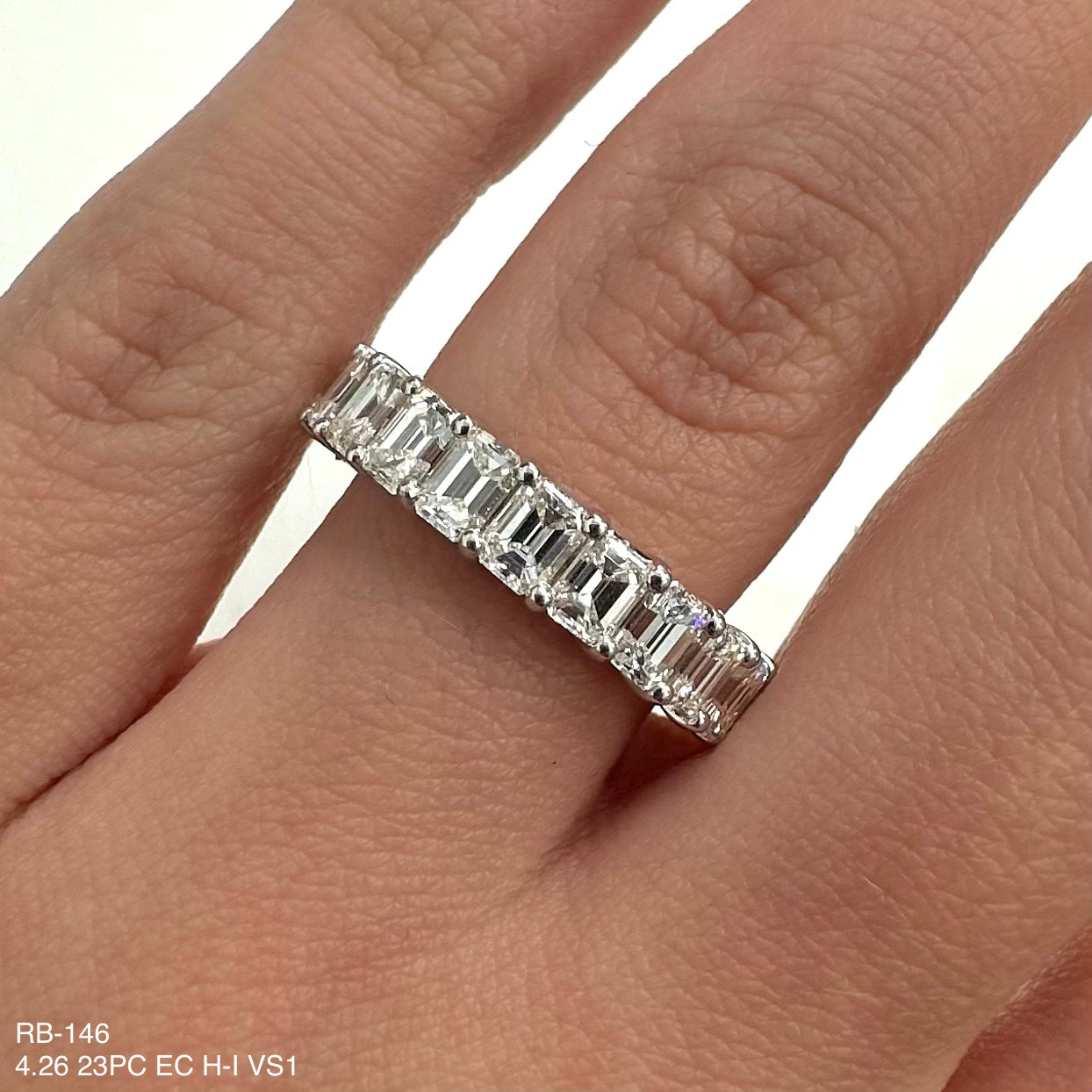 4.26 Cts Natural Diamond Emerald Cut Eternity Band