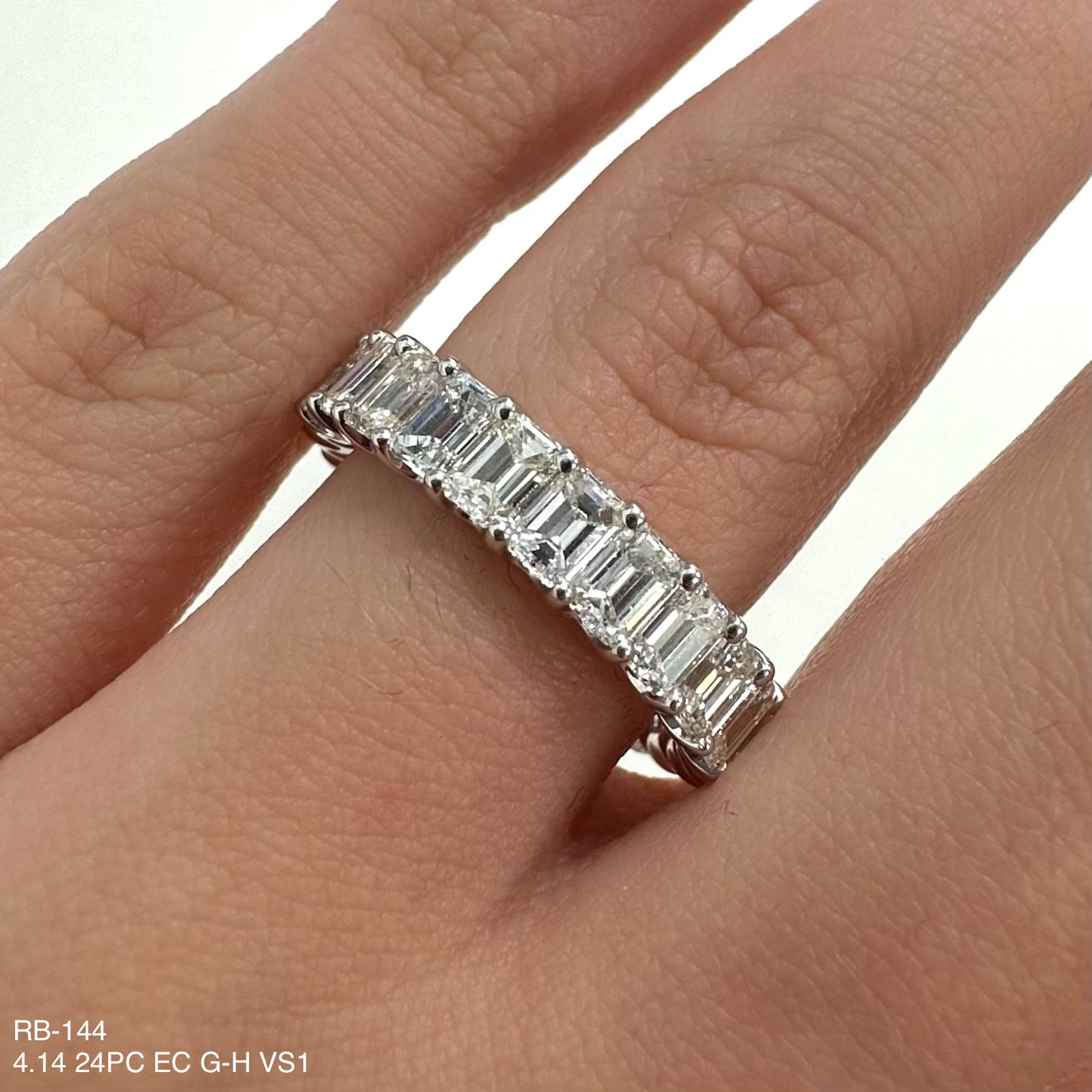 4.14 Cts Natural Diamond Emerald Cut Eternity Band