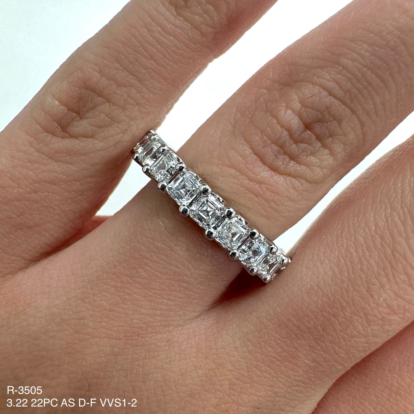 3.22 Cts Natural Diamond Asscher Cut Eternity Band