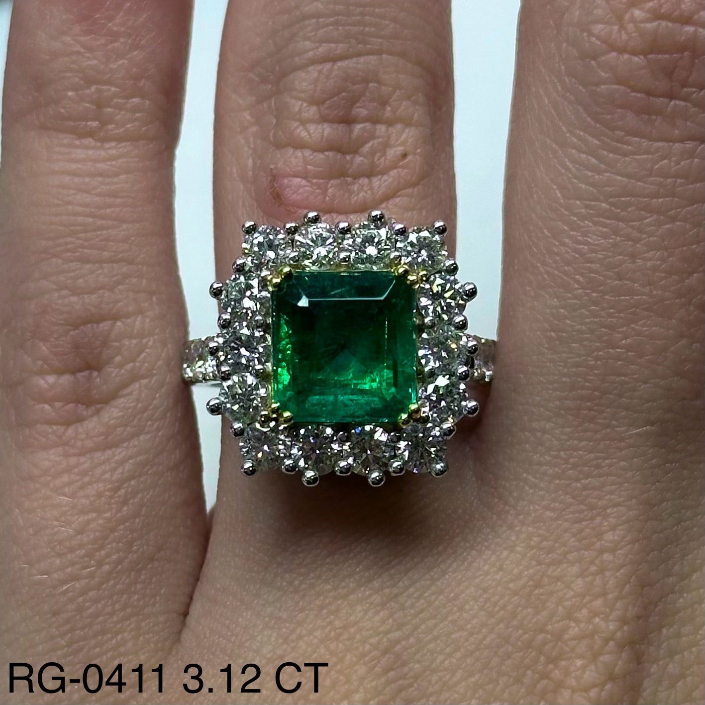 18k Twt 3.12 Cts Columbian Emerald & Diamonds Ring Pendant