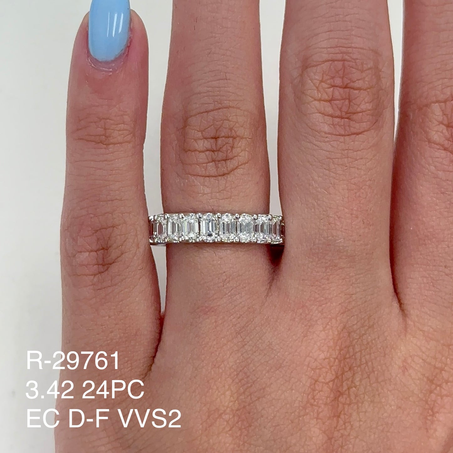 3.42 Cts Natural Diamond Emerald Cut Eternity Band