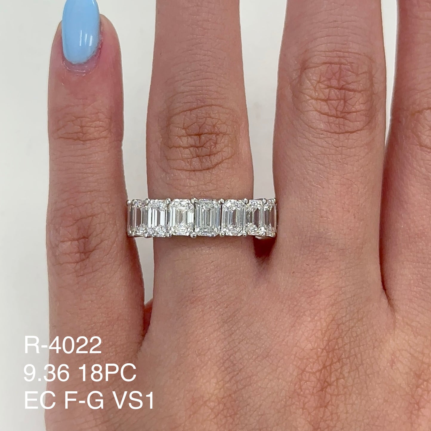 9.36 Cts Natural Diamond Emerald Cut Eternity Band