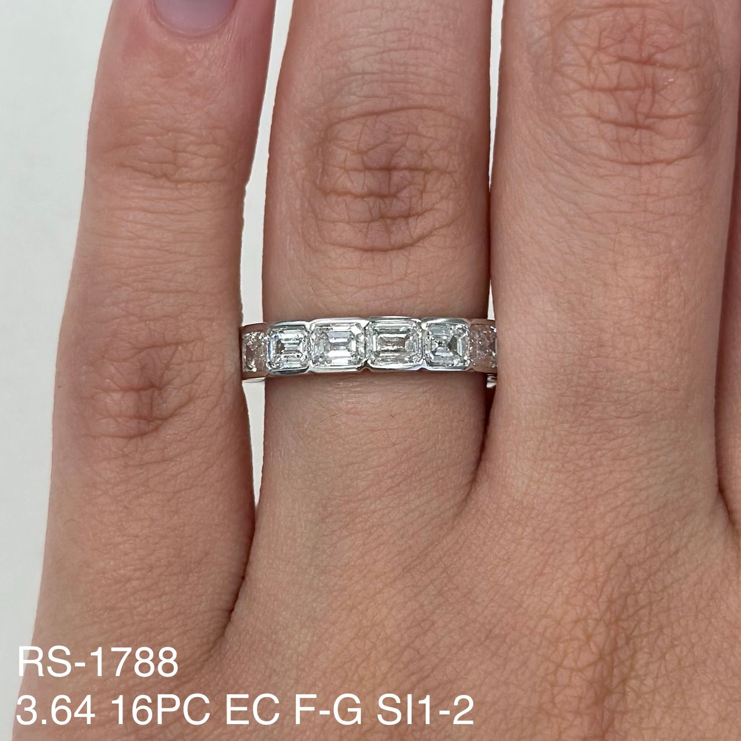 3.64 Cts Natural Diamond Bezel Emerald Cut Eternity Band