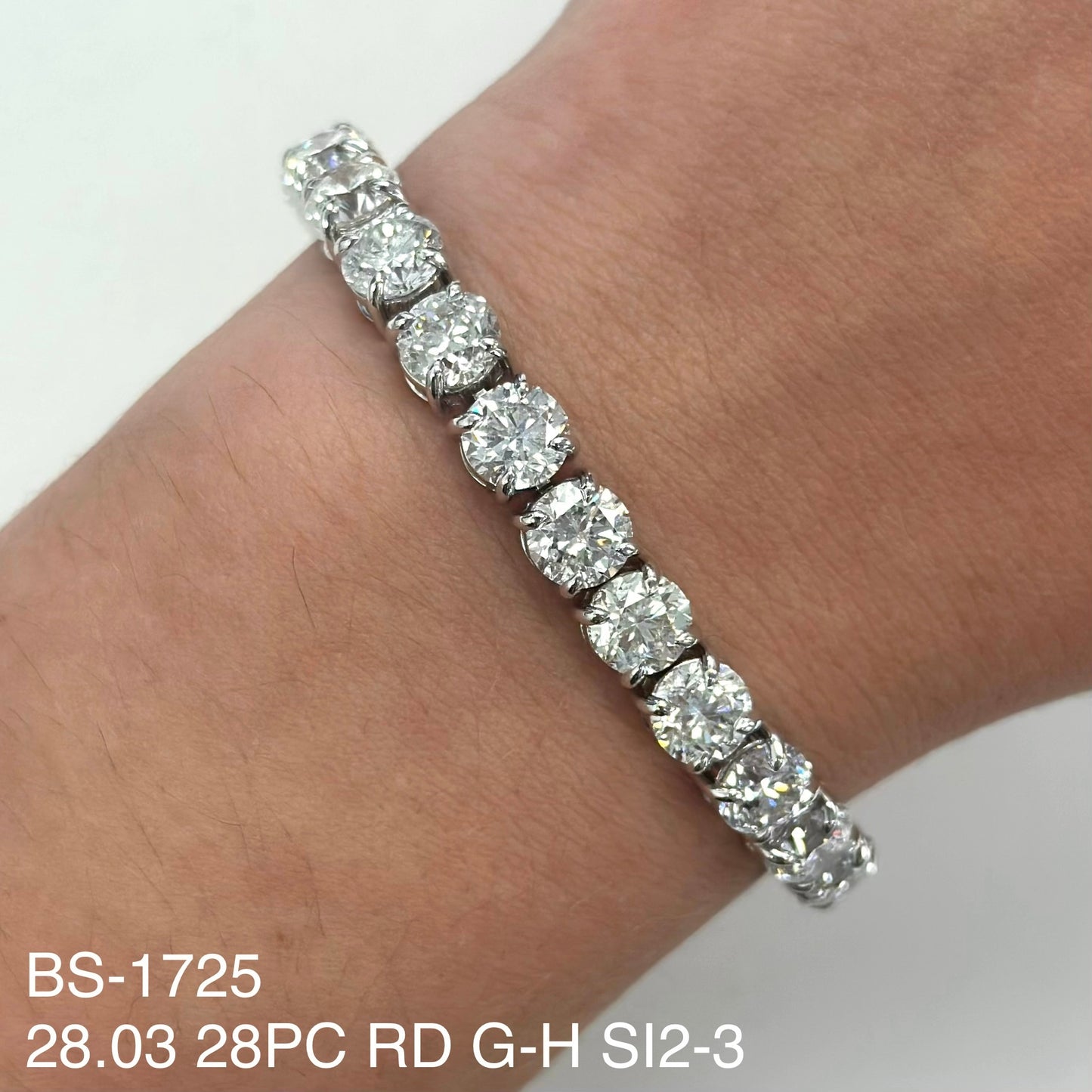 Pulsera Tenis De Diamantes Naturales 28.03 Cts