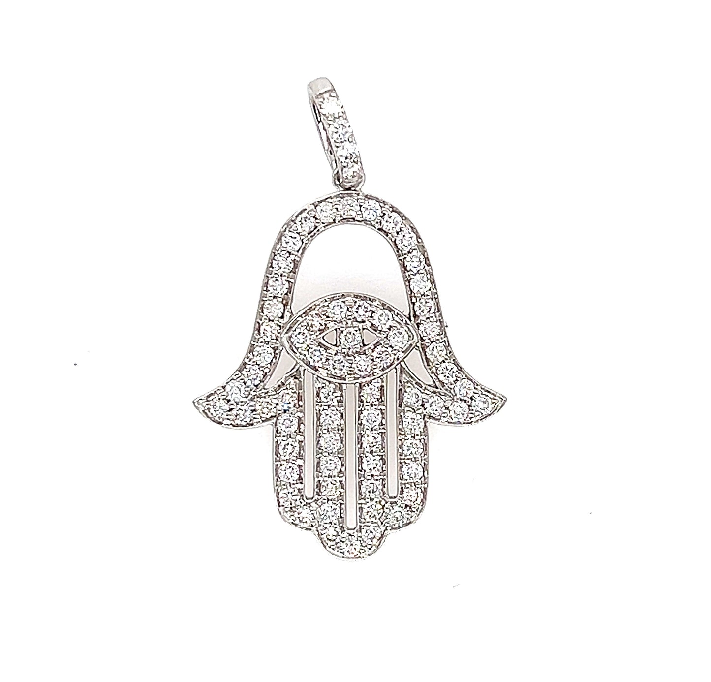 14k Wg 0.87 Rd Tcw Hamsa Pendant