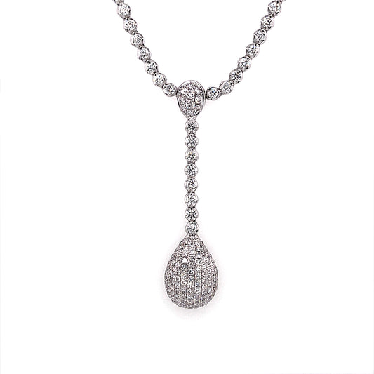 18k Wg 3.49 Rd Tcw Pear Drop Necklace