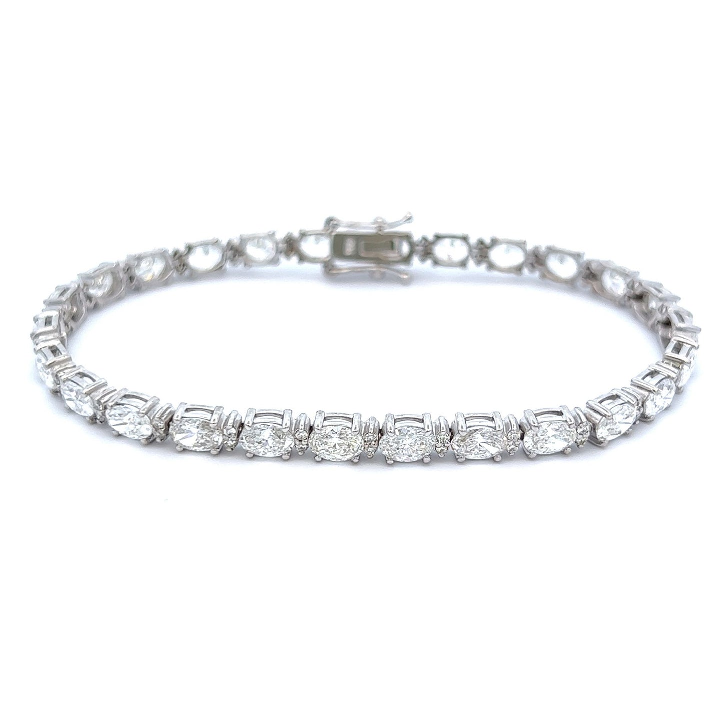 Pulsera de tenis de diamantes naturales redondos y ovalados de 8,76 quilates