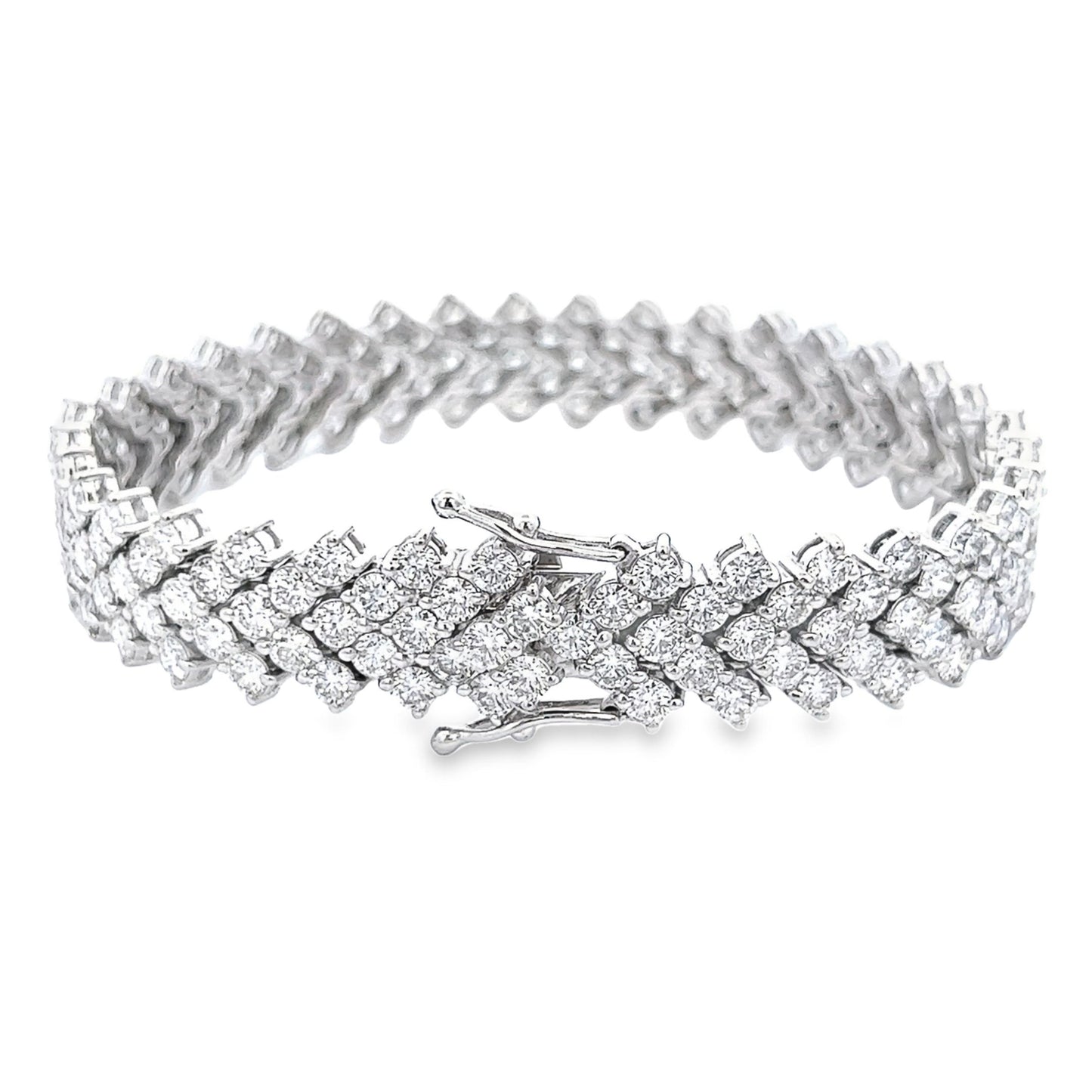 Pulsera Tenis "V" De Diamantes Naturales 18.18 Cts