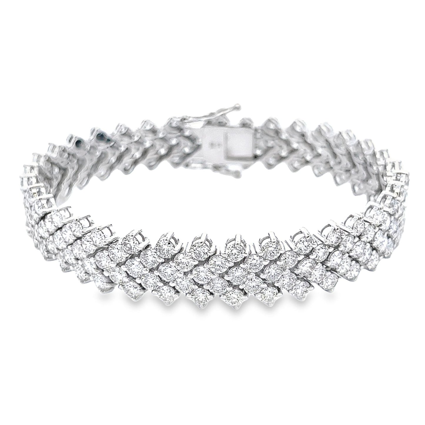 Pulsera Tenis "V" De Diamantes Naturales 18.18 Cts