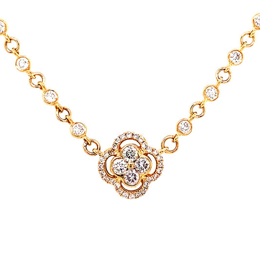 18k Yg 5.20 Rd Tcw Clover Necklace