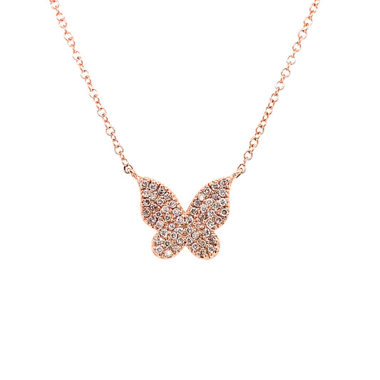 14k Rg 0.34 Rd Tcw Butterfly Sml Necklace