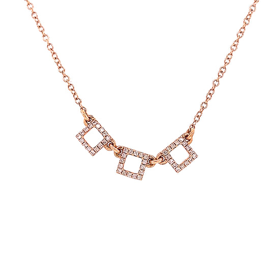 18k Rg 0.15 Rd Tcw 3 Square Necklace