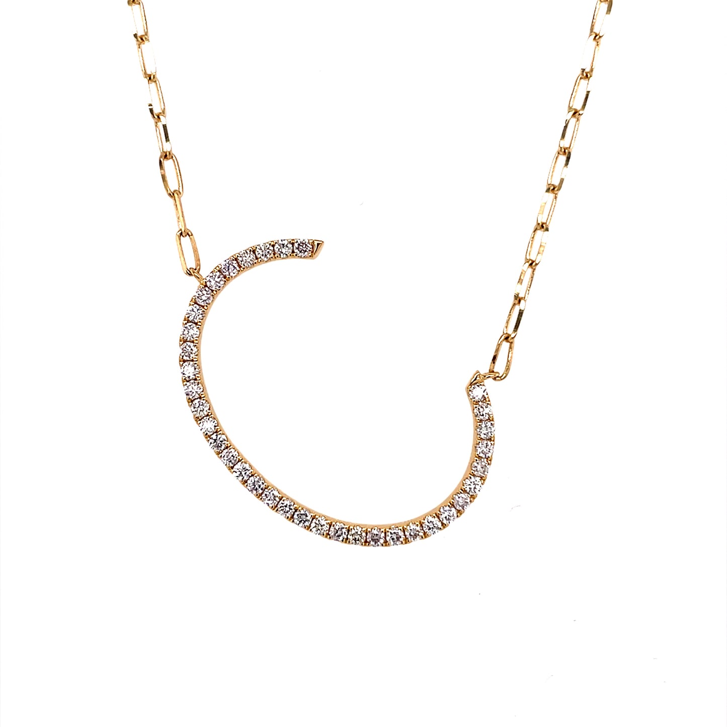 18K YG 0.68 RD TCW LARGE C NECKLACE