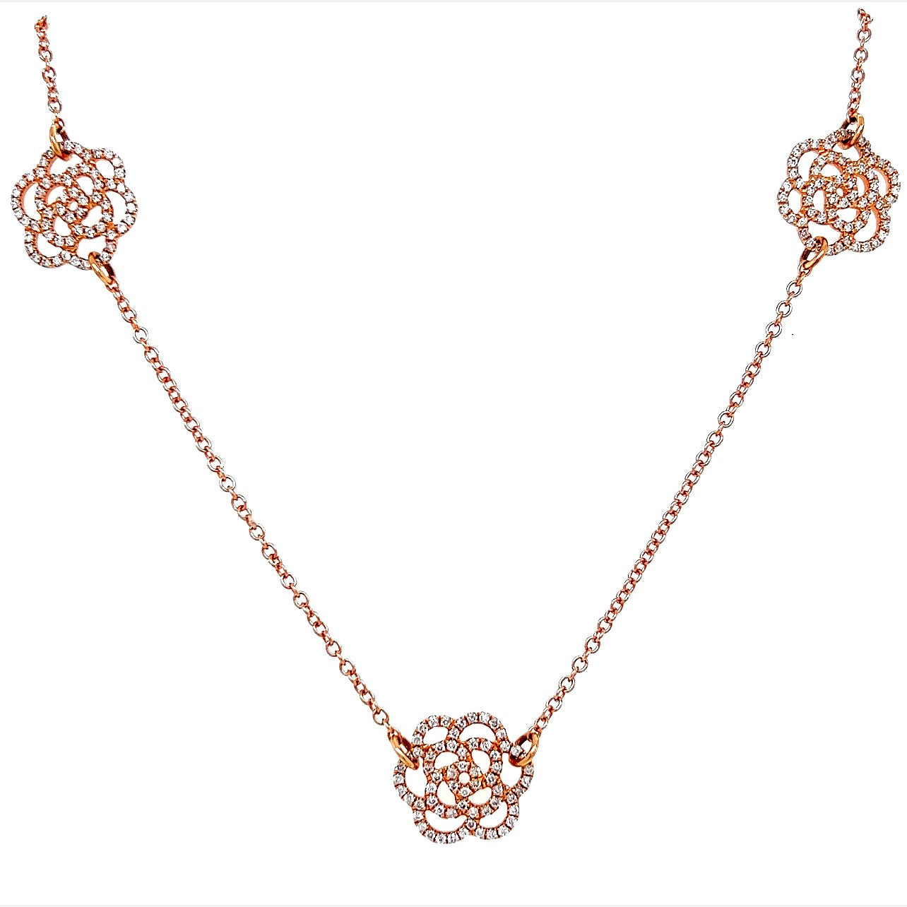 Collar De Flores De 18k Rg 1.27 Rd Tcw