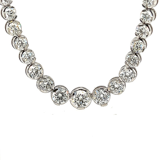 14.87 Cts Natural Diamond Riviera Illusion Round Eternity Necklace