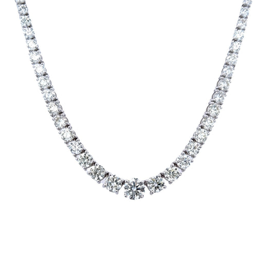 18.03 Cts. Natural Diamond Riviera Round Eternity Necklace