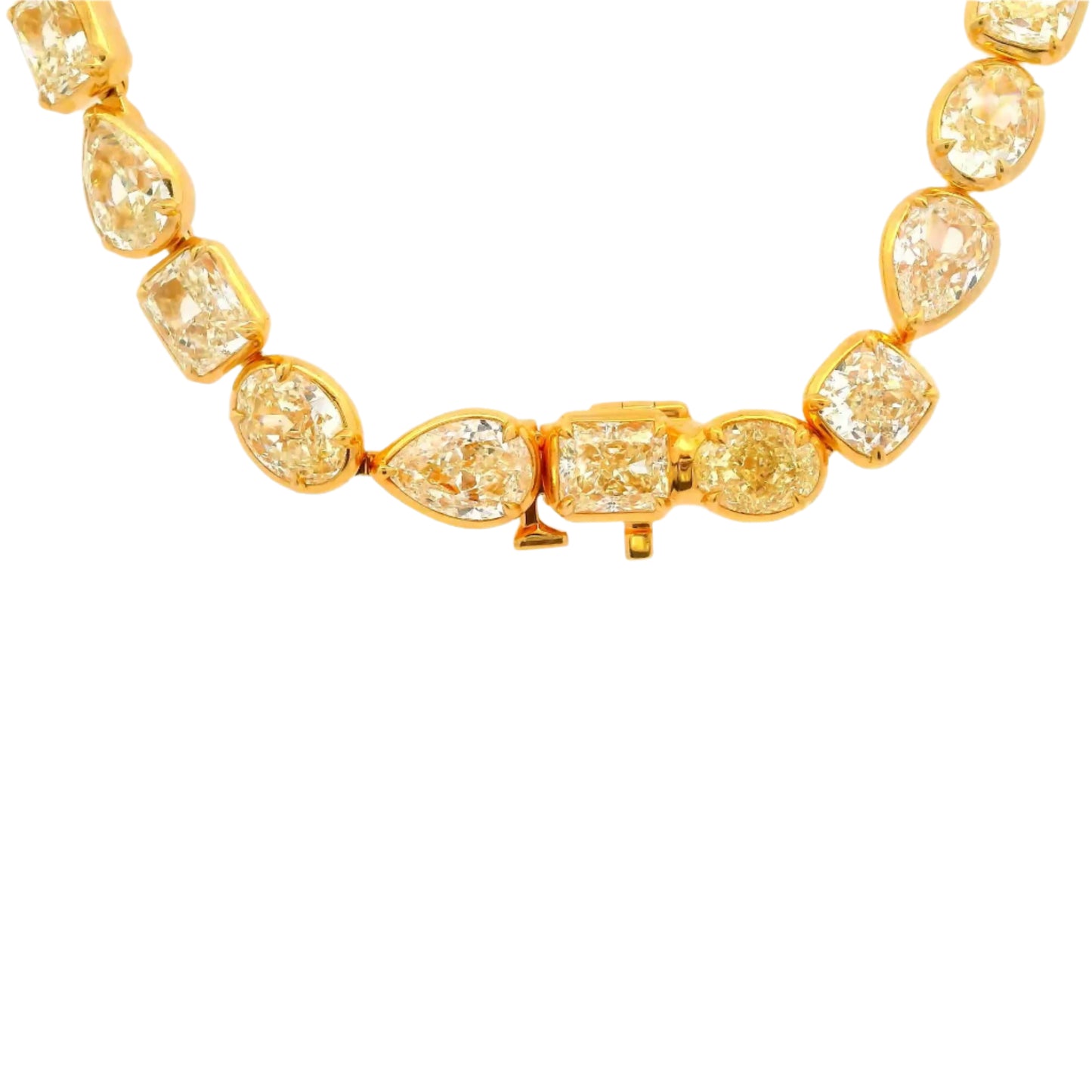 49.96 Cts Natural Fancy Yellow Diamond Mix Shape Eternity Necklace