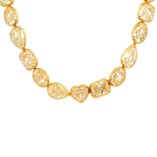 49.96 Cts Natural Fancy Yellow Diamond Mix Shape Eternity Necklace