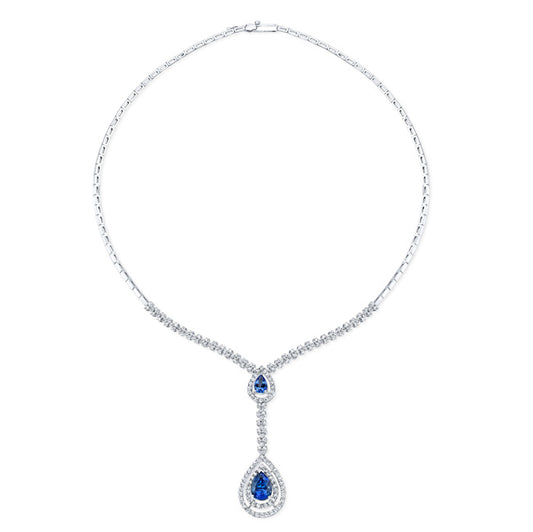 18k Wg 3.44 Tanzanite &  2.30 Diamond Necklace