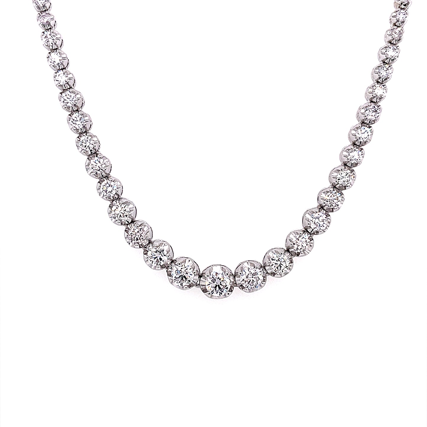 7.00 Cts Natural Diamond Illusion Riviera Round Eternity Necklace