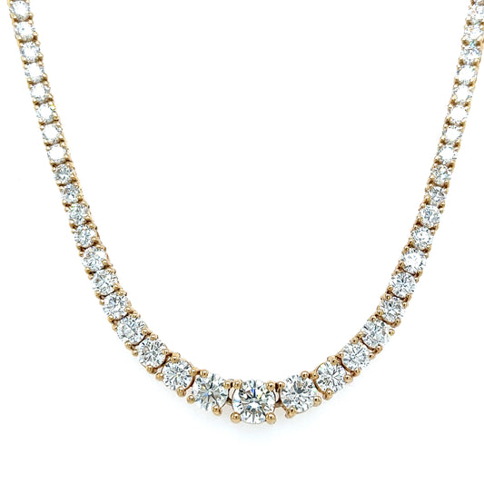 19.66 Cts. Natural Diamond GIA Riviera Round Eternity Necklace