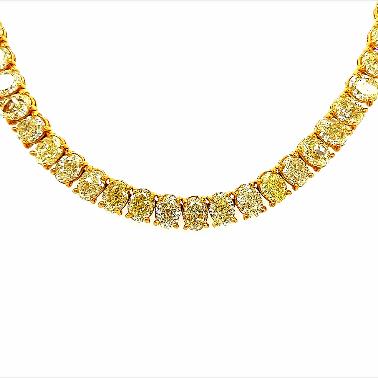 43.01 Cts Fancy Yellow Natural Diamond Oval Eternity Necklace