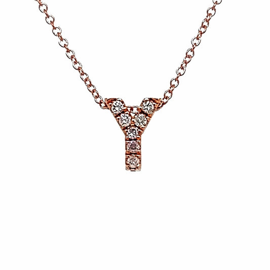 14K Rose Gold 0.07 tcw letter Y Pendant