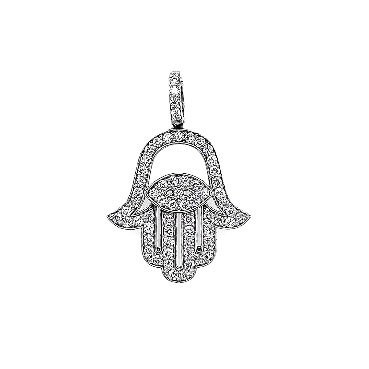 14k Wg 0.62 Rd Tcw Hamsa Pendant