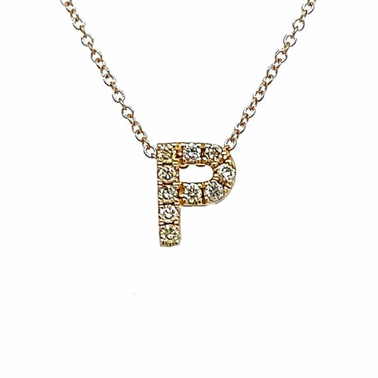 14K YG 0.10 RD TCW LETTER P SML